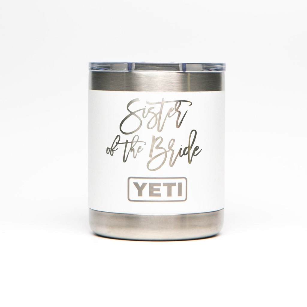 Personalized laser engraved YETI 10oz Rambler Lowball in White, custom name gift
