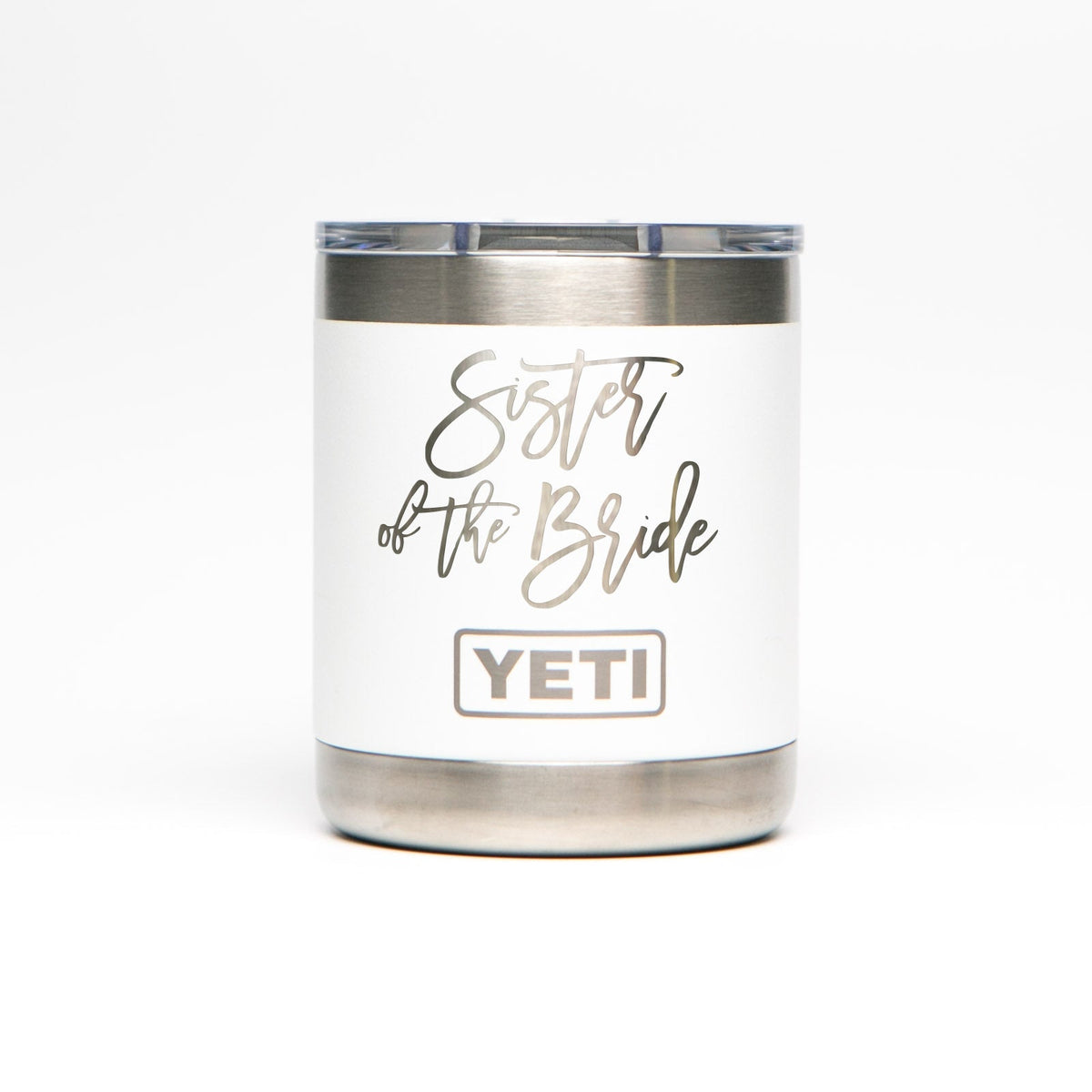 Personalized laser engraved YETI 10oz Rambler Lowball in White, custom name gift