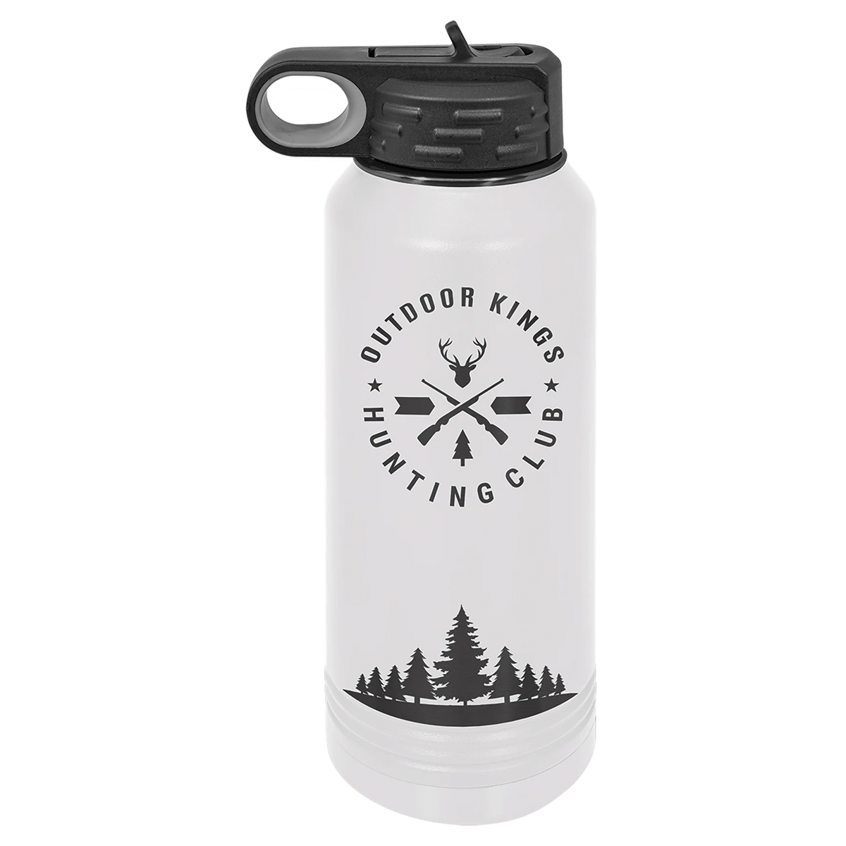 Personalized laser engraved Polar Camel 32oz Water Bottle in White/ Ghost Black, custom name gift
