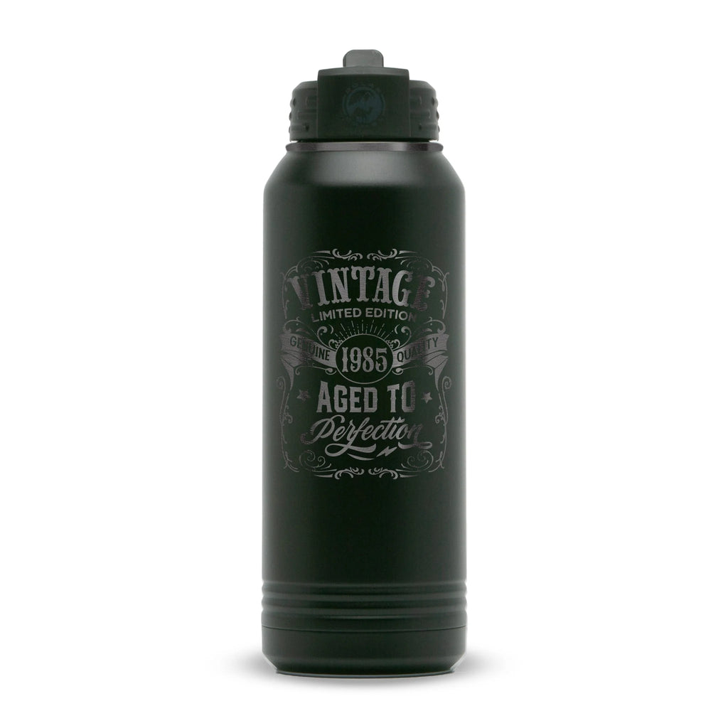 Personalized laser engraved Polar Camel 20oz Water Bottle in Black/ Ghost Black, custom name gift