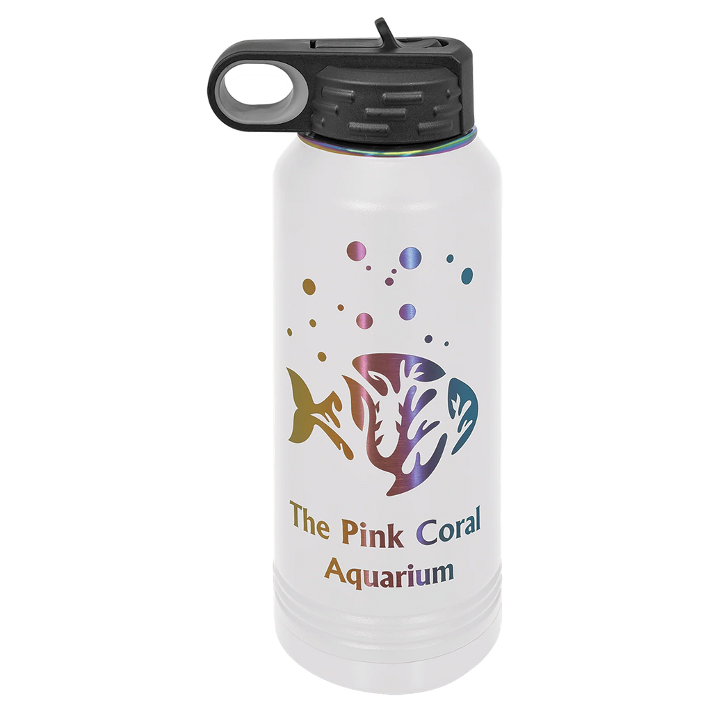 Personalized laser engraved Polar Camel 20oz Water Bottle in White/ Prism, custom name gift