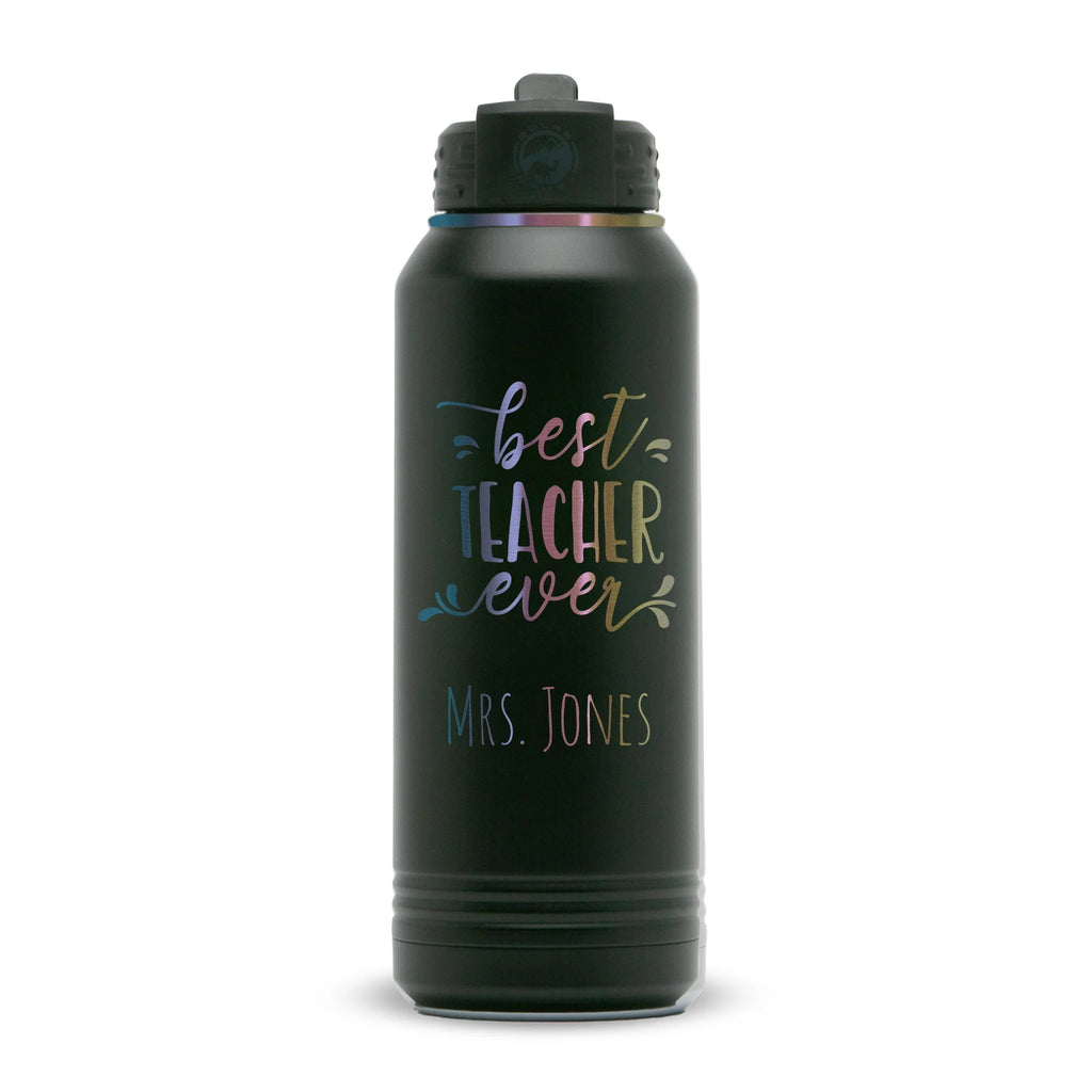 Personalized laser engraved Polar Camel 20oz Water Bottle in Black/ Prism, custom name gift