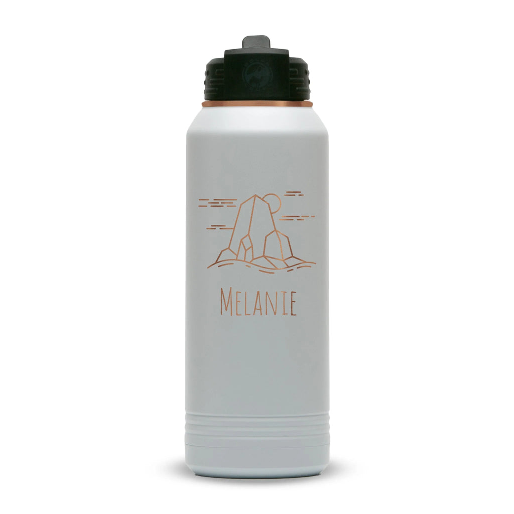 Personalized laser engraved Polar Camel 20oz Water Bottle in White/ Rose Gold, custom name gift