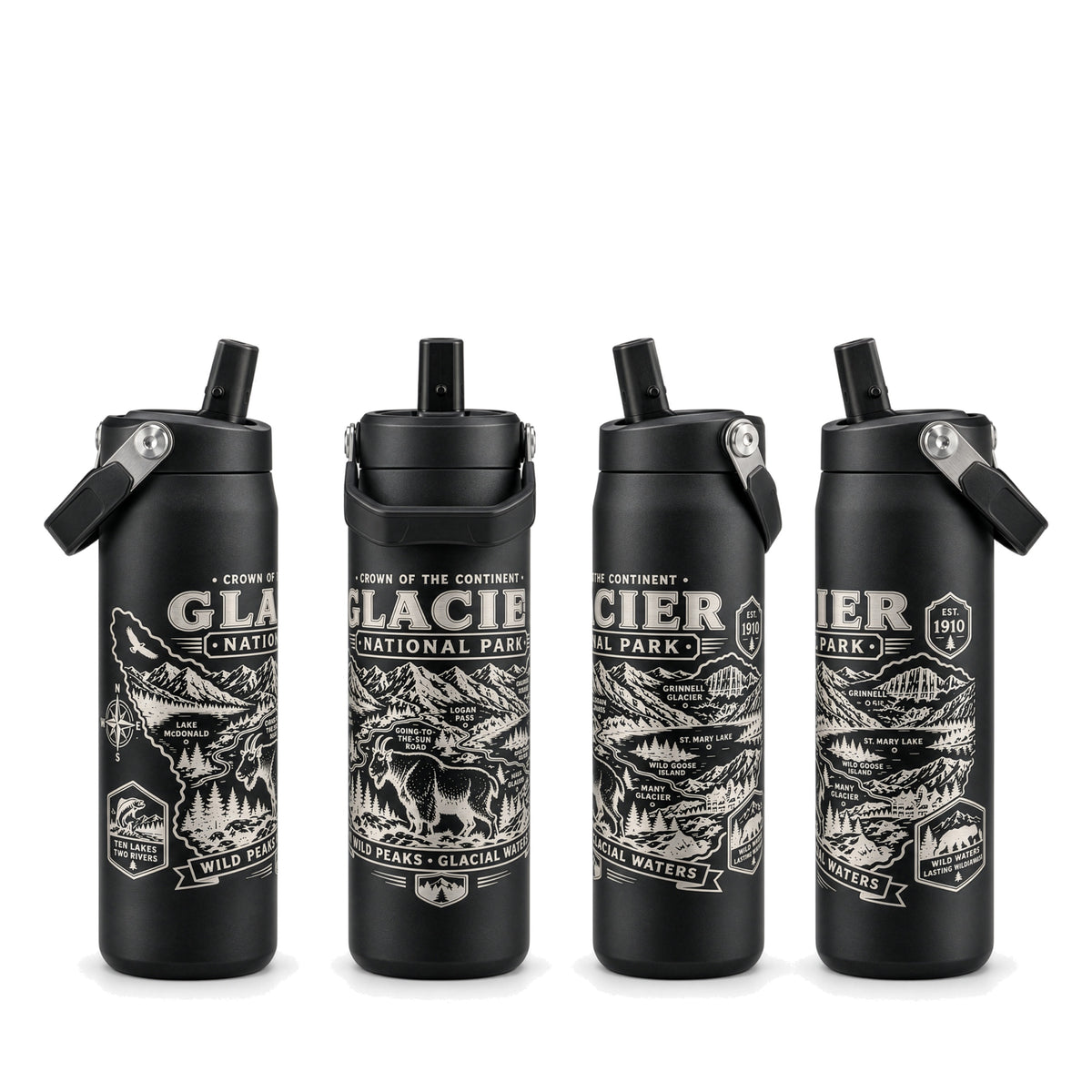 Glacier National Park Full-Wrap Laser Engraved Tumbler, North Texas Laser Works