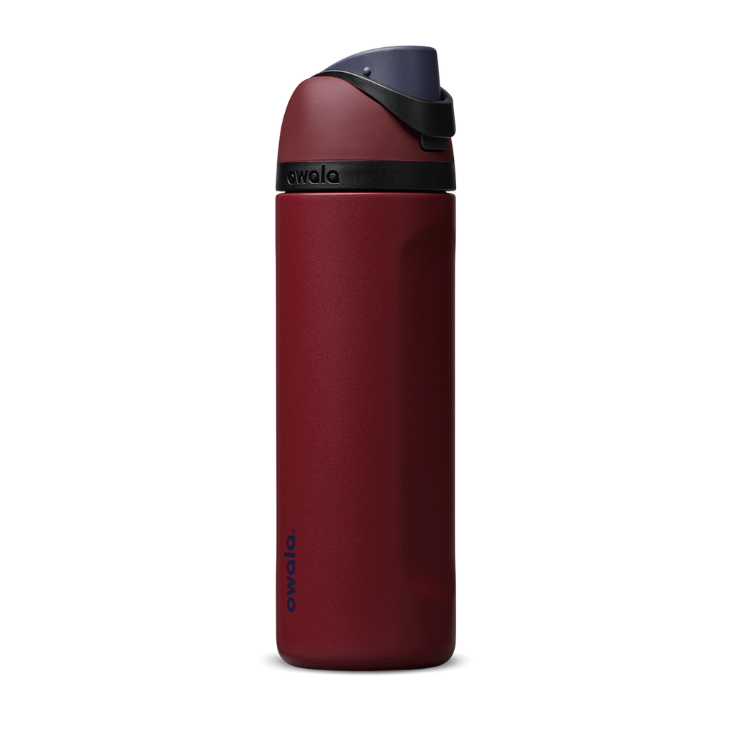 Personalized laser engraved Owala 24oz FreeSip Water Bottle in Burgundy Bay, custom name gift