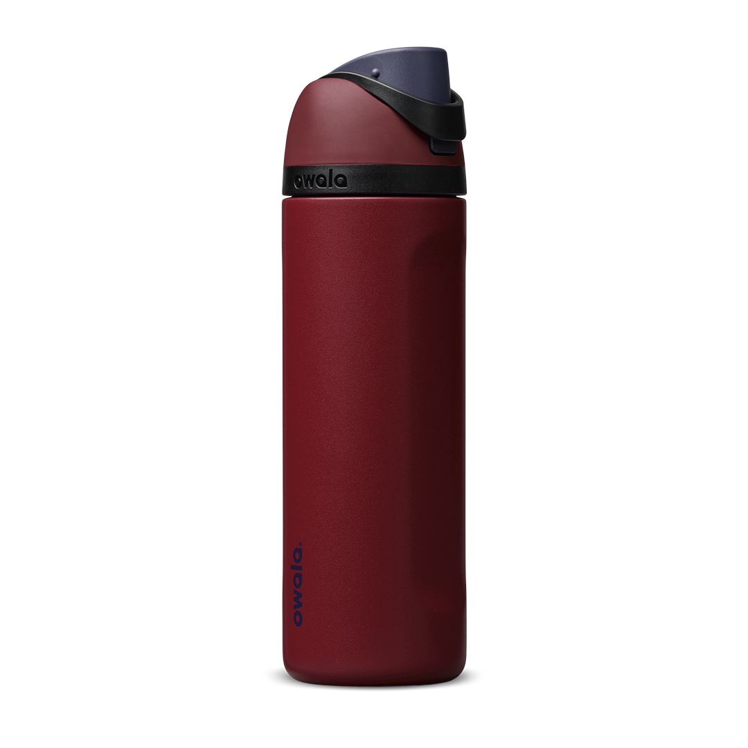 Personalized laser engraved Owala 24oz FreeSip Water Bottle in Burgundy Bay, custom name gift