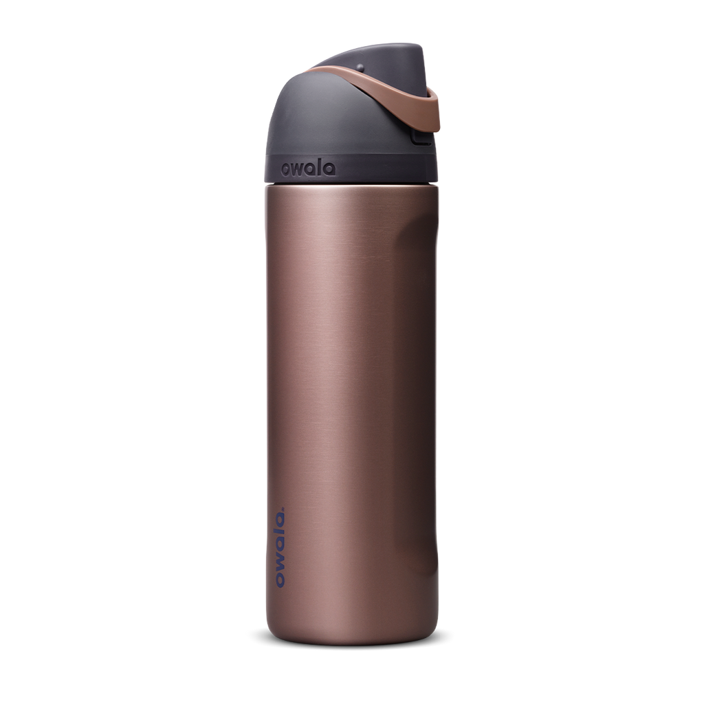 Personalized laser engraved Owala 24oz FreeSip Water Bottle in Desert Smoke, custom name gift