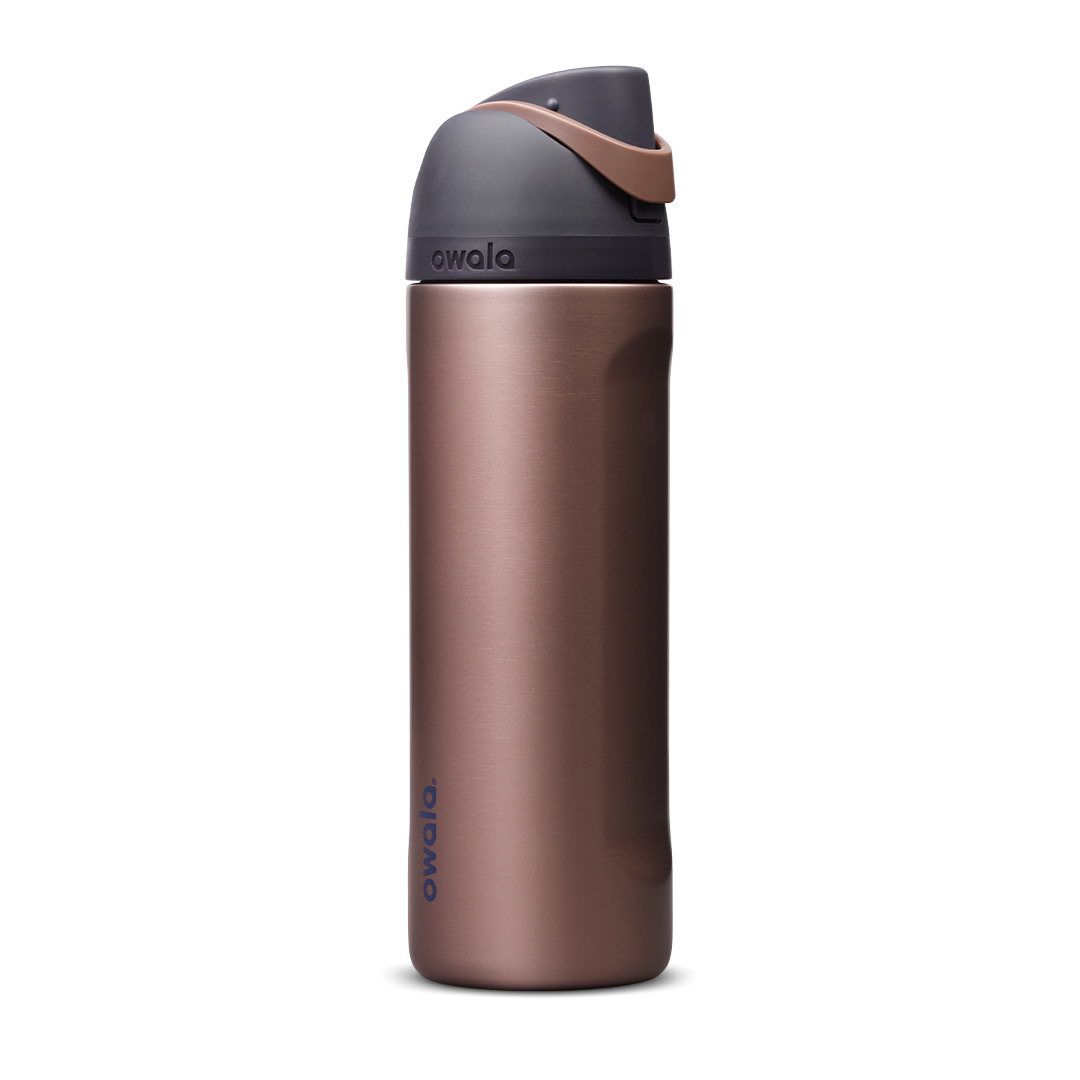 Personalized laser engraved Owala 24oz FreeSip Water Bottle in Desert Smoke, custom name gift