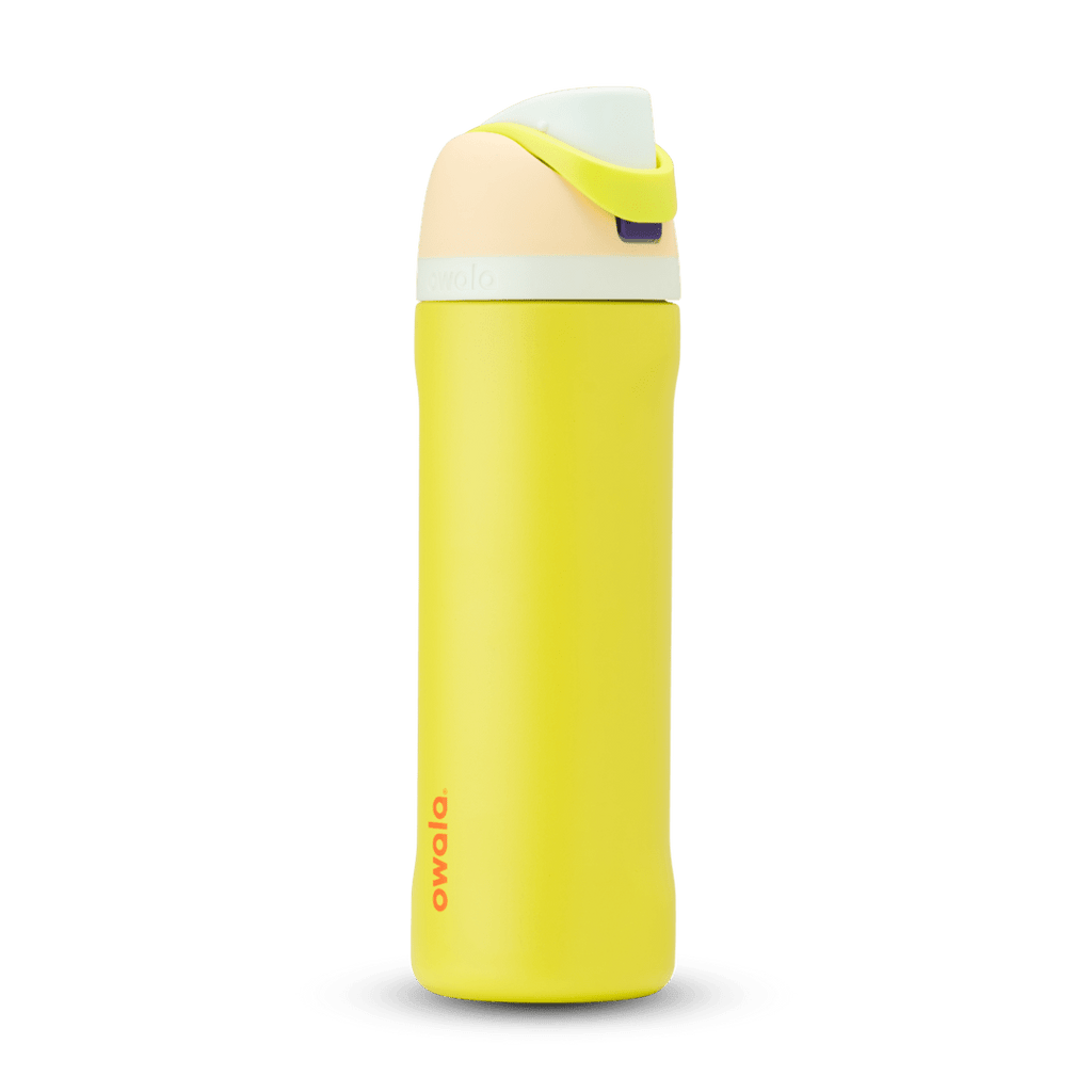 Personalized laser engraved Owala 24oz FreeSip Water Bottle in Lemon Limeade, custom name gift