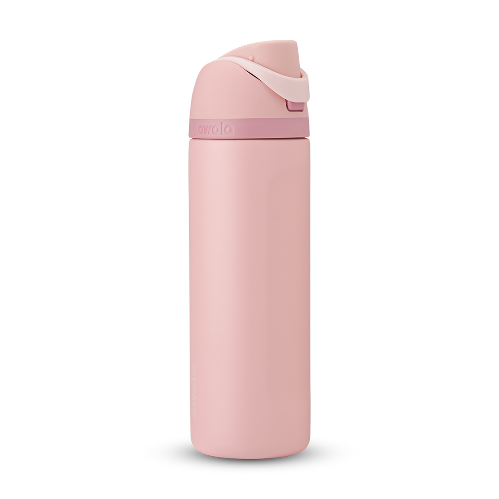 Personalized laser engraved Owala 24oz FreeSip Water Bottle in Rose Quartz, custom name gift