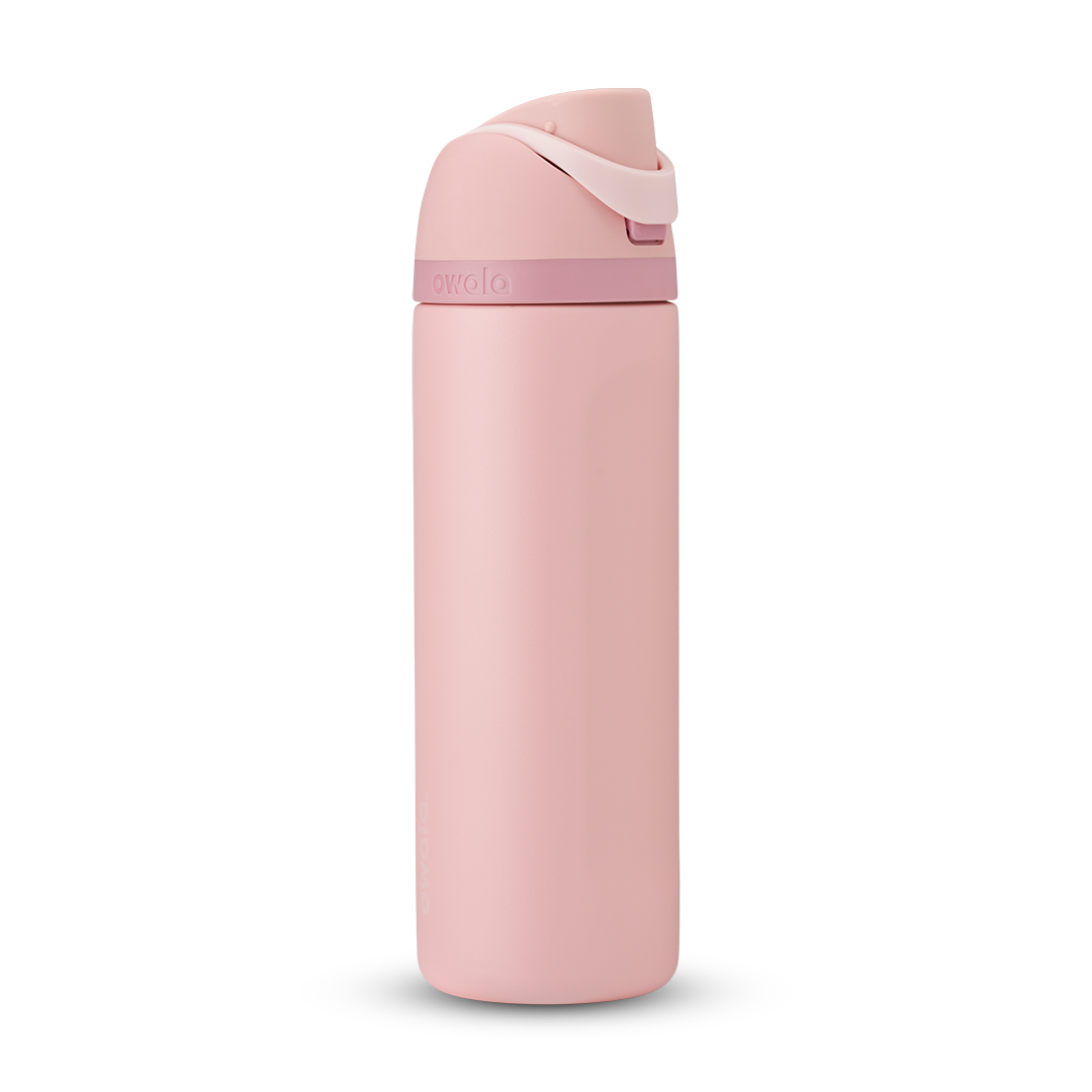 Personalized laser engraved Owala 24oz FreeSip Water Bottle in Rose Quartz, custom name gift