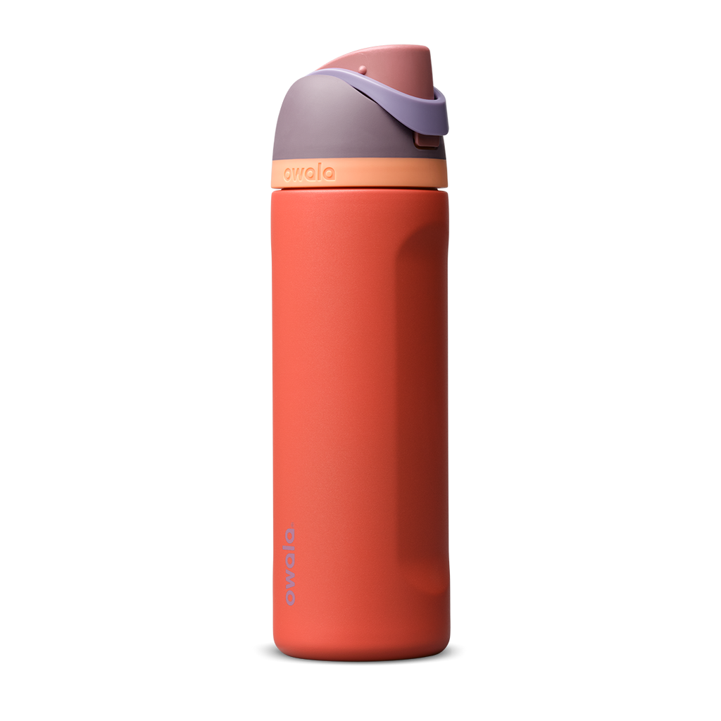 Personalized laser engraved Owala 24oz FreeSip Water Bottle in Terracotta Sunset, custom name gift