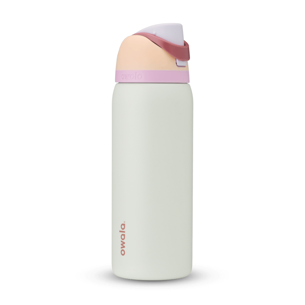 Personalized laser engraved Owala 32oz FreeSip Water Bottle in Coastal Mist, custom name gift