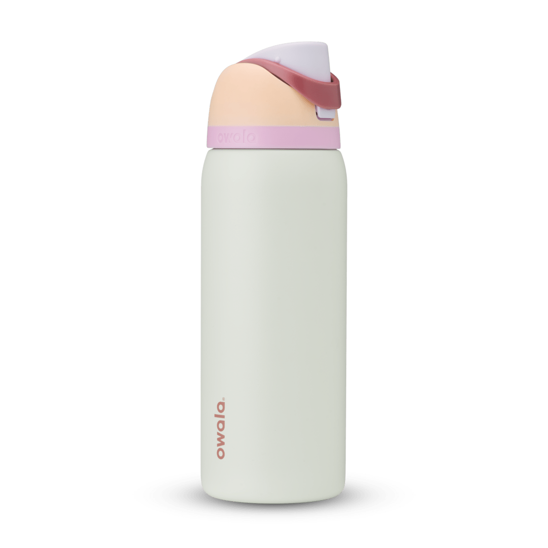 Personalized laser engraved Owala 32oz FreeSip Water Bottle in Coastal Mist, custom name gift