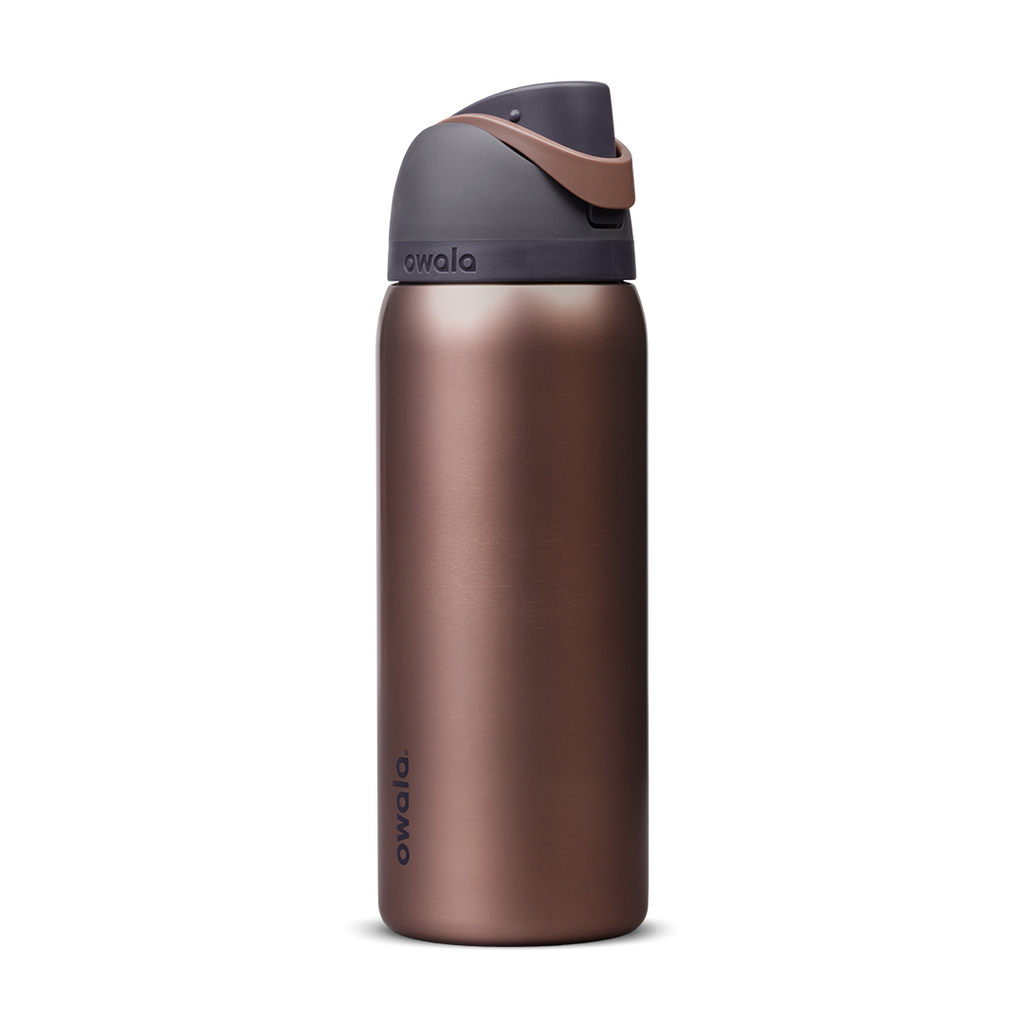 Personalized laser engraved Owala 32oz FreeSip Water Bottle in Desert Smoke, custom name gift