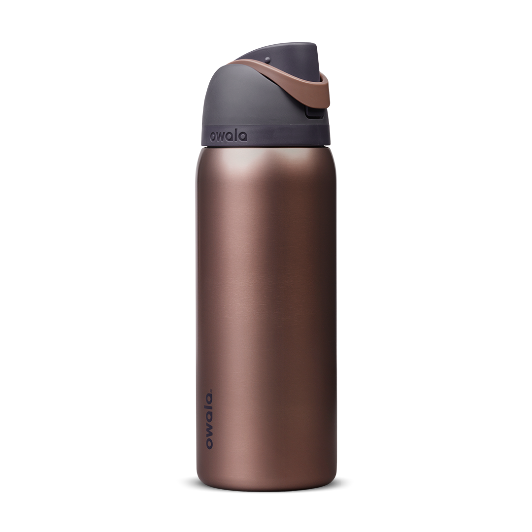 Personalized laser engraved Owala 32oz FreeSip Water Bottle in Desert Smoke, custom name gift
