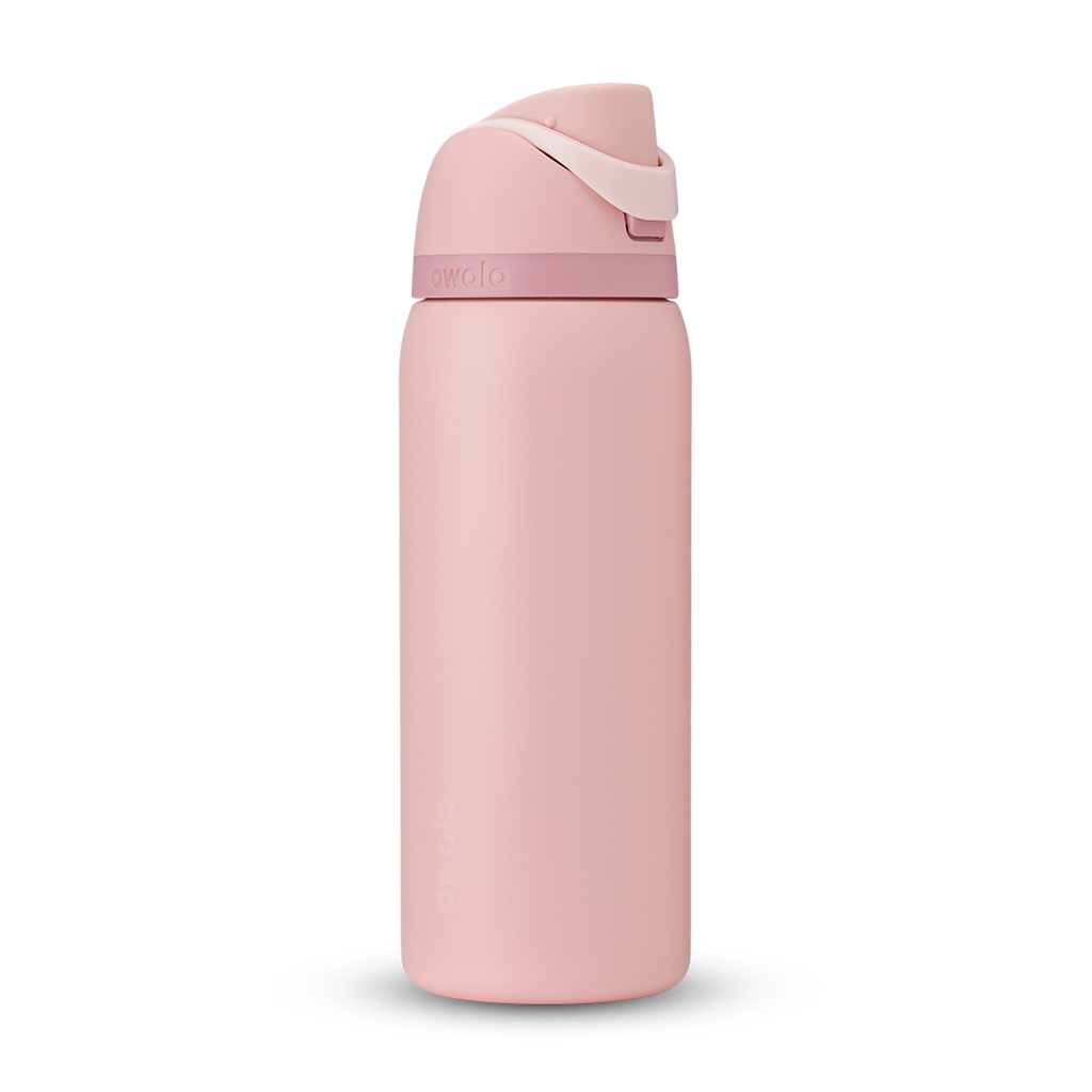 Personalized laser engraved Owala 32oz FreeSip Water Bottle in Rose Quartz, custom name gift
