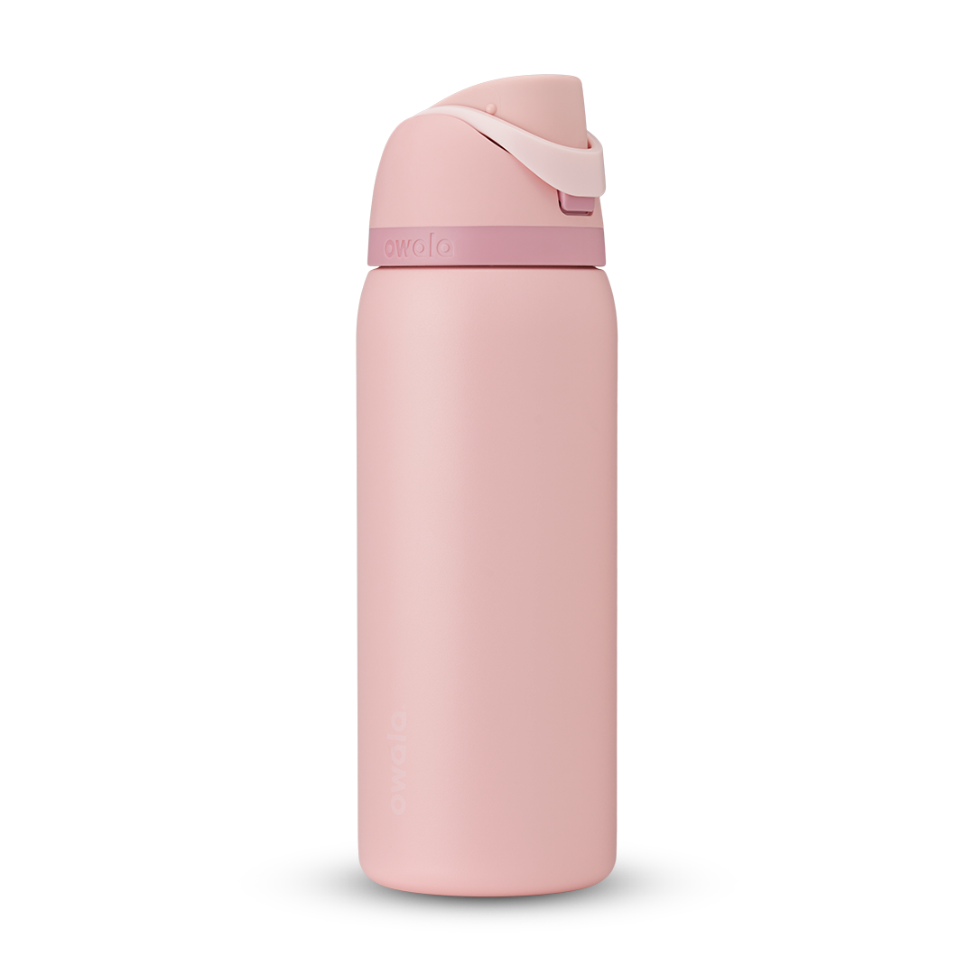 Personalized laser engraved Owala 32oz FreeSip Water Bottle in Rose Quartz, custom name gift
