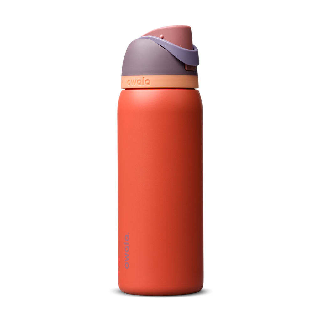 Personalized laser engraved Owala 32oz FreeSip Water Bottle in Terracotta Sunset, custom name gift