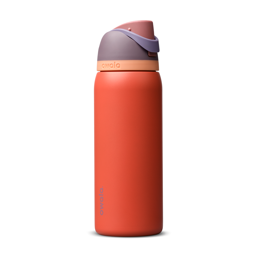 Personalized laser engraved Owala 32oz FreeSip Water Bottle in Terracotta Sunset, custom name gift