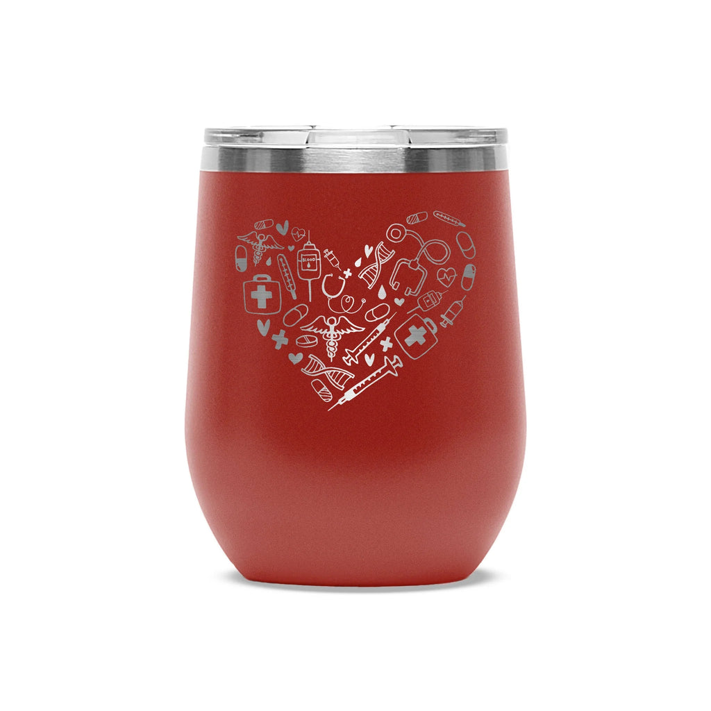 Personalized laser engraved Polar Camel 12oz Wine Tumbler in Red, custom name gift