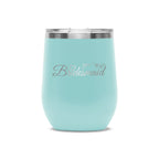 Personalized laser engraved Polar Camel 12oz Wine Tumbler in teal, custom name gift