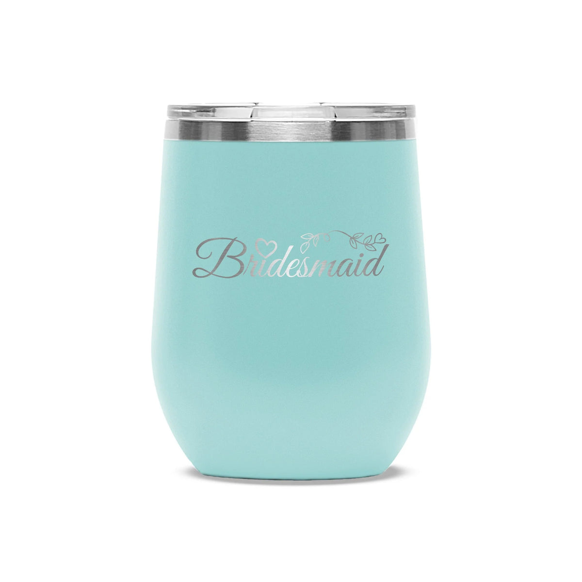 Personalized laser engraved Polar Camel 12oz Wine Tumbler in teal, custom name gift