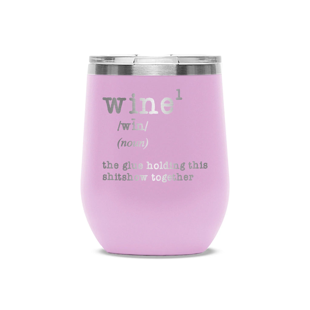 Personalized laser engraved Polar Camel 12oz Wine Tumbler in Light Purple, custom name gift