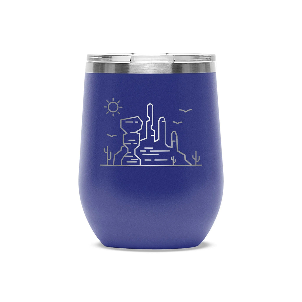 Personalized laser engraved Polar Camel 12oz Wine Tumbler in Purple, custom name gift