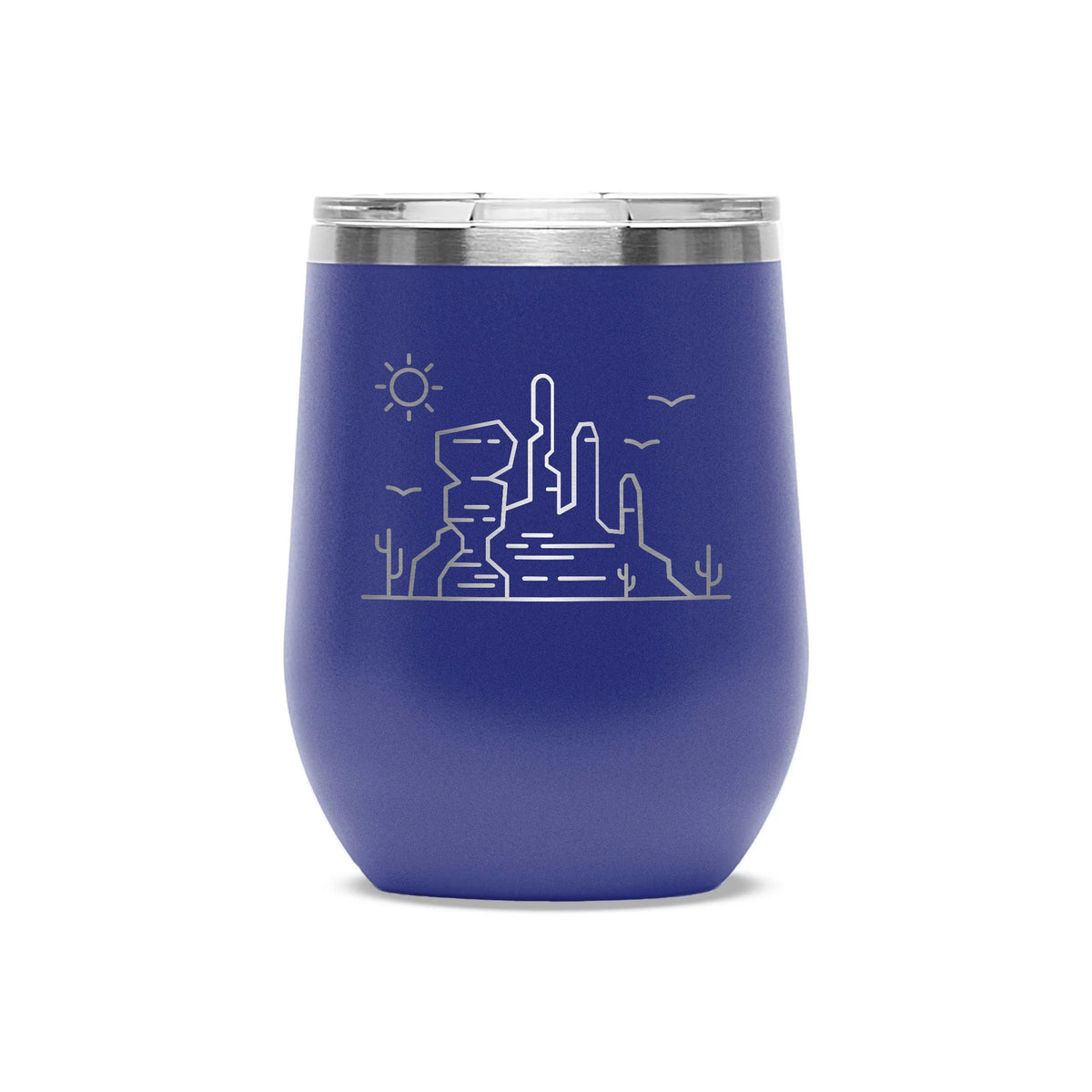 Personalized laser engraved Polar Camel 12oz Wine Tumbler in Purple, custom name gift