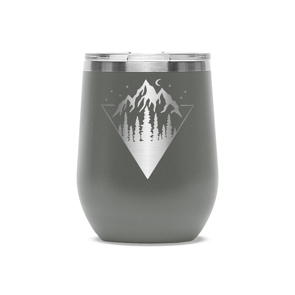 Personalized laser engraved Polar Camel 12oz Wine Tumbler in Gray, custom name gift