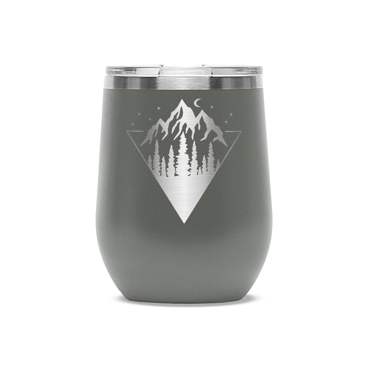 Personalized laser engraved Polar Camel 12oz Wine Tumbler in Gray, custom name gift
