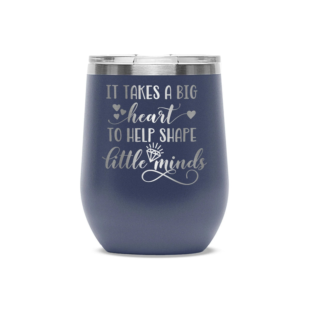 Personalized laser engraved Polar Camel 12oz Wine Tumbler in Navy, custom name gift