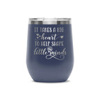 Personalized laser engraved Polar Camel 12oz Wine Tumbler in Navy, custom name gift