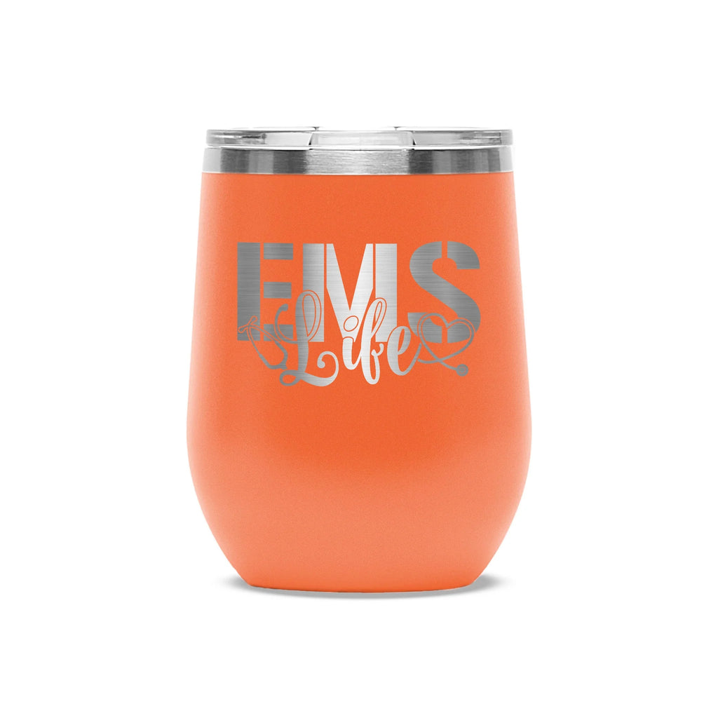 Personalized laser engraved Polar Camel 12oz Wine Tumbler in Orange, custom name gift