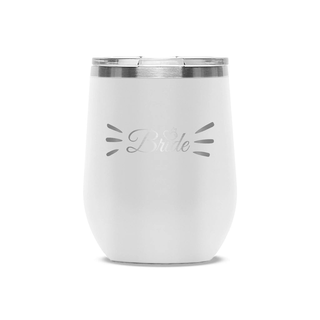 Personalized laser engraved Polar Camel 12oz Wine Tumbler in White, custom name gift