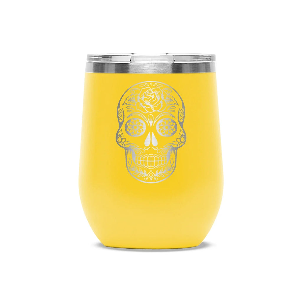 Personalized laser engraved Polar Camel 12oz Wine Tumbler in Yellow, custom name gift
