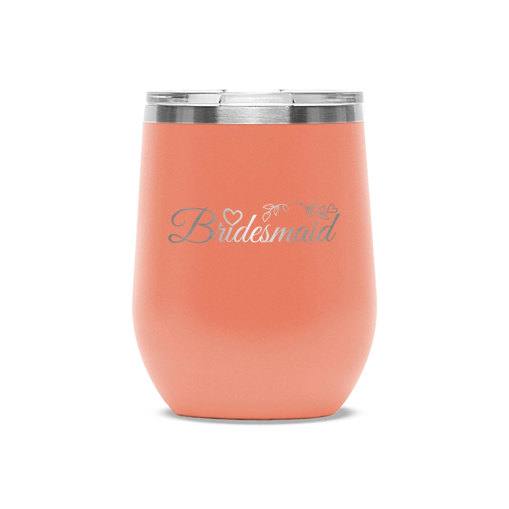 Personalized laser engraved Polar Camel 12oz Wine Tumbler in Coral, custom name gift