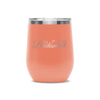 Personalized laser engraved Polar Camel 12oz Wine Tumbler in Coral, custom name gift