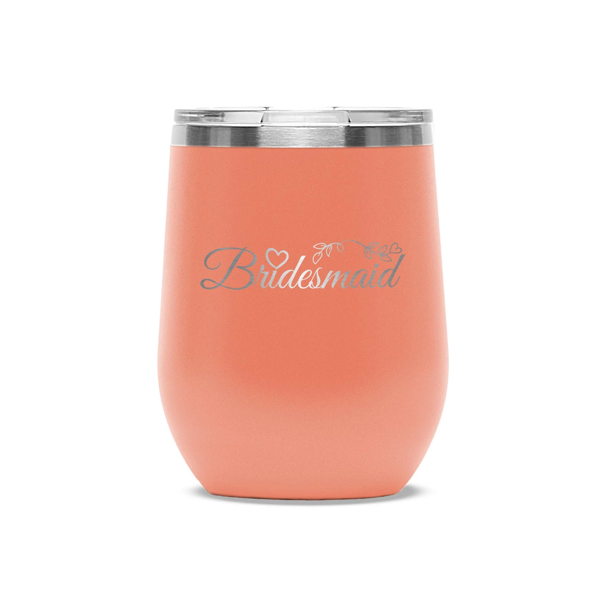 Personalized laser engraved Polar Camel 12oz Wine Tumbler in Coral, custom name gift
