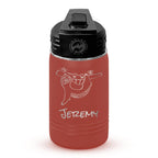 Personalized laser engraved Polar Camel 12oz Kids Water Bottle in Red, custom name gift