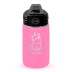 Personalized laser engraved Polar Camel 12oz Kids Water Bottle in Pink, custom name gift