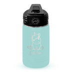 Personalized laser engraved Polar Camel 12oz Kids Water Bottle in teal, custom name gift