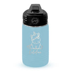 Personalized laser engraved Polar Camel 12oz Kids Water Bottle in Light Blue, custom name gift