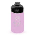 Personalized laser engraved Polar Camel 12oz Kids Water Bottle in Light Purple, custom name gift