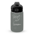 Personalized laser engraved Polar Camel 12oz Kids Water Bottle in Gray, custom name gift