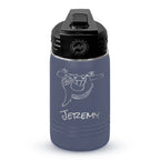 Personalized laser engraved Polar Camel 12oz Kids Water Bottle in Navy, custom name gift