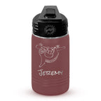 Personalized laser engraved Polar Camel 12oz Kids Water Bottle in Maroon, custom name gift