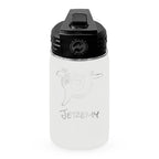 Personalized laser engraved Polar Camel 12oz Kids Water Bottle in White, custom name gift