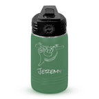 Personalized laser engraved Polar Camel 12oz Kids Water Bottle in Green, custom name gift